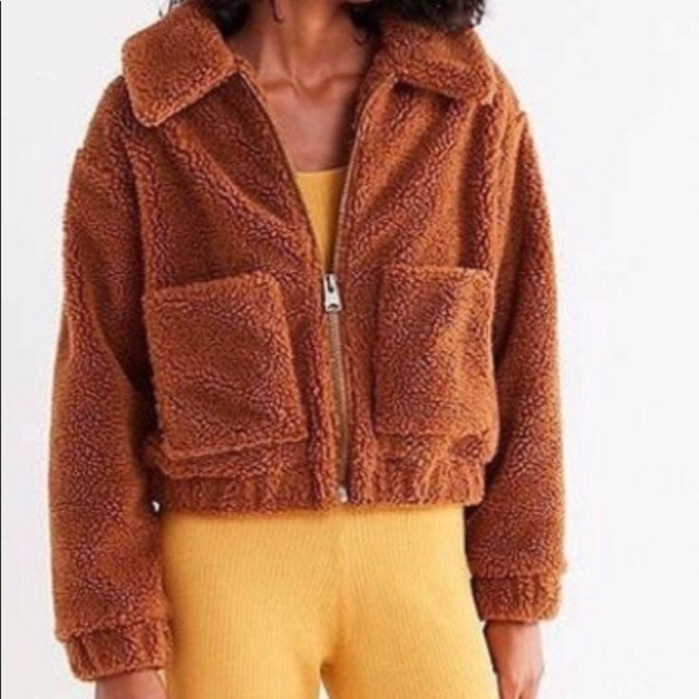 UO Cropped Teddy Jacket